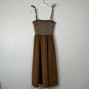 VERONICA BEARD Kaela Smocked Dress Size XS Boho Chic Poplin Ruffle-Trim Dress